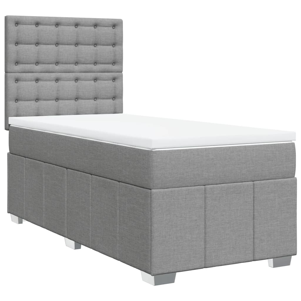 Box Spring Postel S Matrací Světle Šedá 90X200 Cm Textil