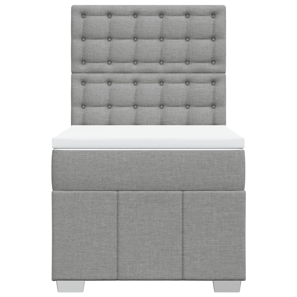 Box Spring Postel S Matrací Světle Šedá 90X200 Cm Textil