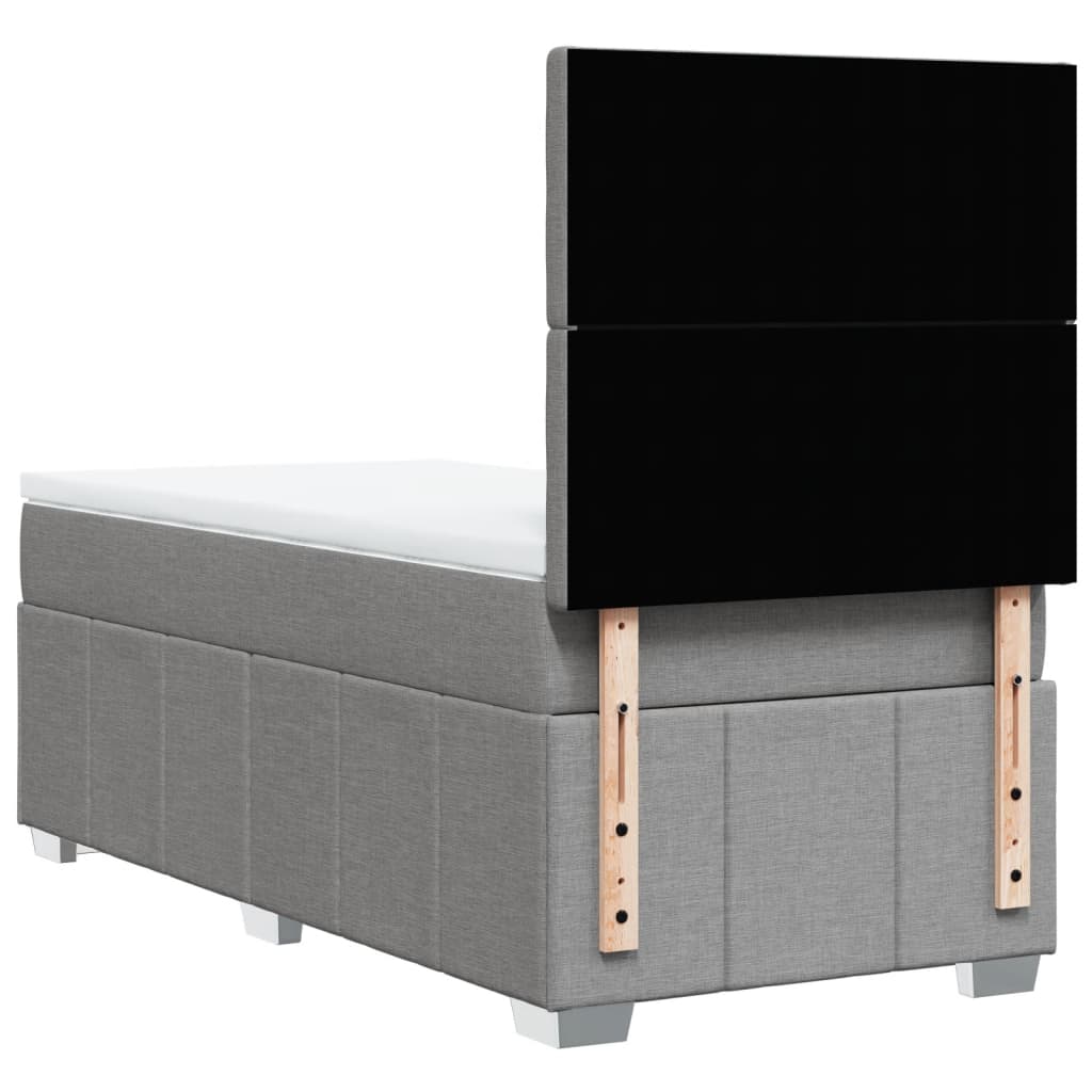 Box Spring Postel S Matrací Světle Šedá 90X200 Cm Textil