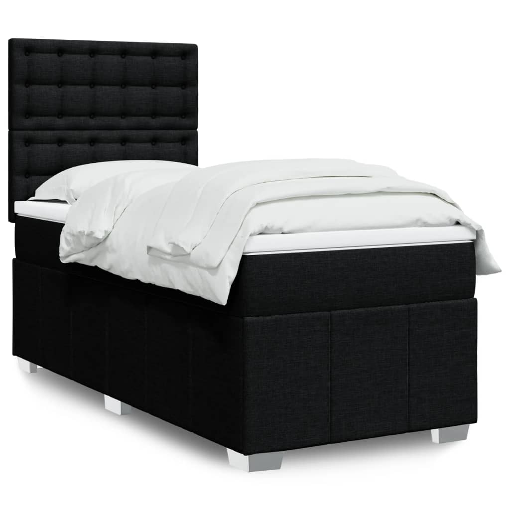 Box Spring Postel S Matrací Černá Textil Černá
