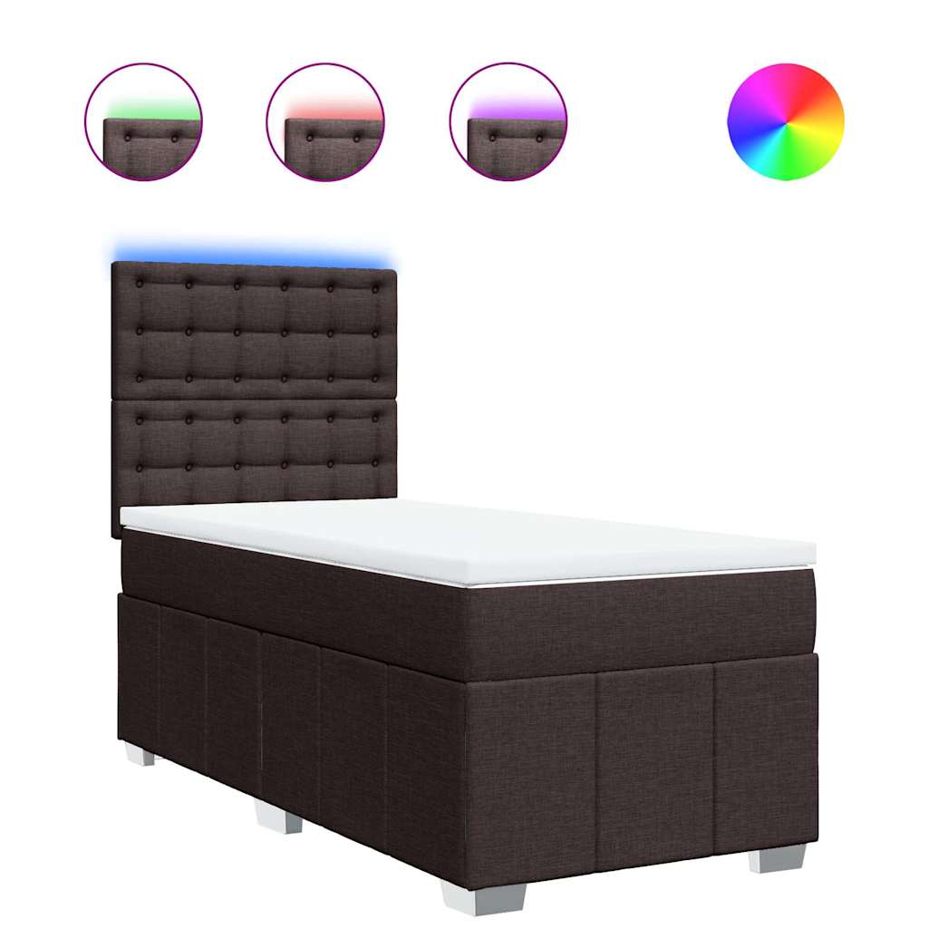 Box Spring Postel S Matrací Tmavě Hnědá 90X200 Cm Textil