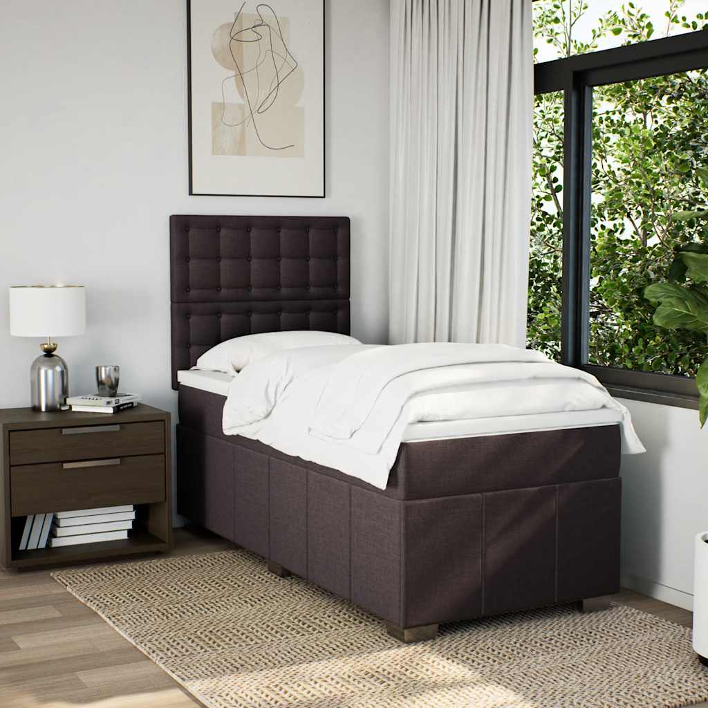 Box Spring Postel S Matrací Tmavě Hnědá 90X200 Cm Textil