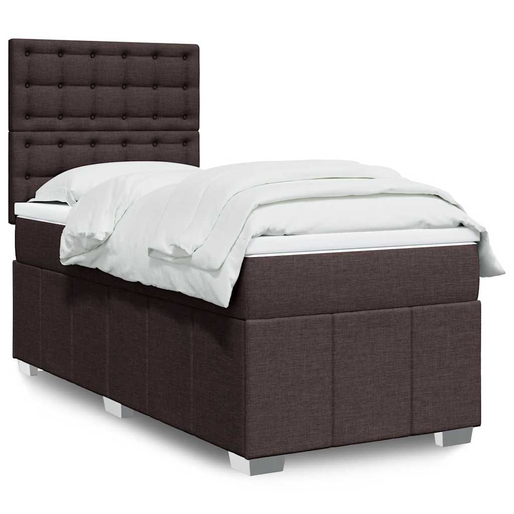 Box Spring Postel S Matrací Tmavě Hnědá 90X200 Cm Textil
