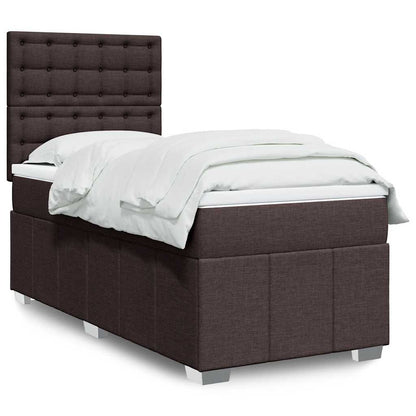 Box Spring Postel S Matrací Tmavě Hnědá 90X200 Cm Textil