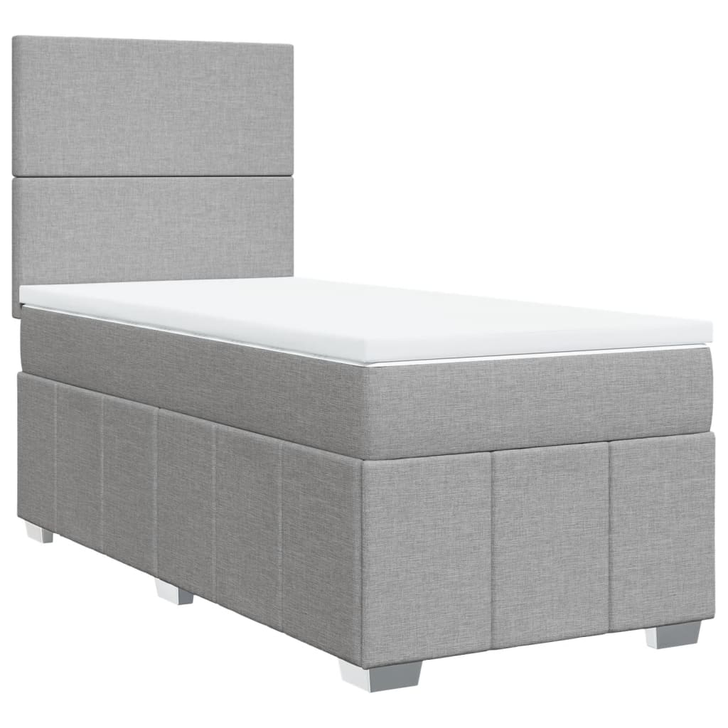 Box Spring Postel S Matrací Světle Šedý 100 X 200 Cm Textil