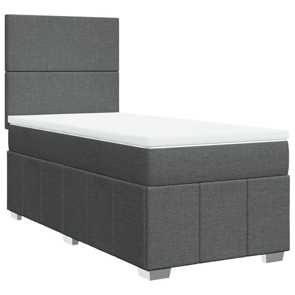 Box Spring Postel S Matrací Tmavě Šedá 100 X 200 Cm Textil