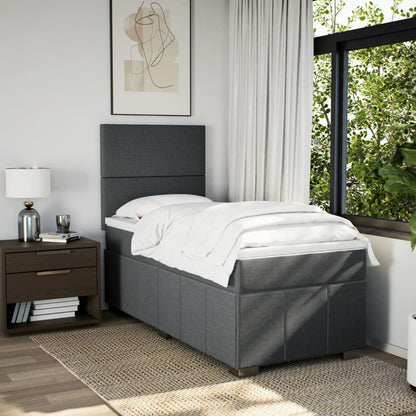 Box Spring Postel S Matrací Tmavě Šedá 100 X 200 Cm Textil