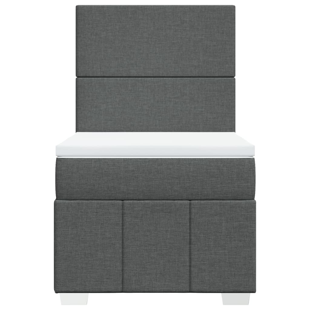 Box Spring Postel S Matrací Tmavě Šedá 100 X 200 Cm Textil