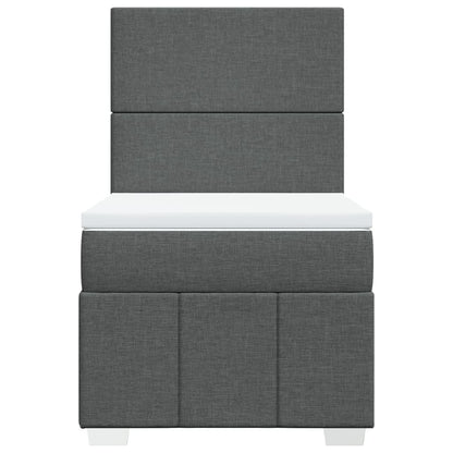 Box Spring Postel S Matrací Tmavě Šedá 100 X 200 Cm Textil
