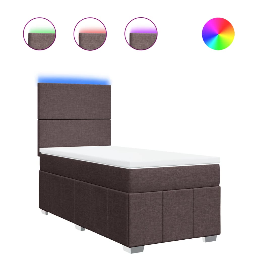 Box Spring Postel S Matrací Tmavě Hnědá 100 X 200 Cm Textil