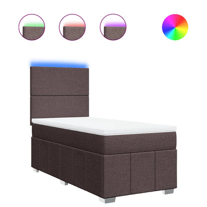 Box Spring Postel S Matrací Tmavě Hnědá 100 X 200 Cm Textil