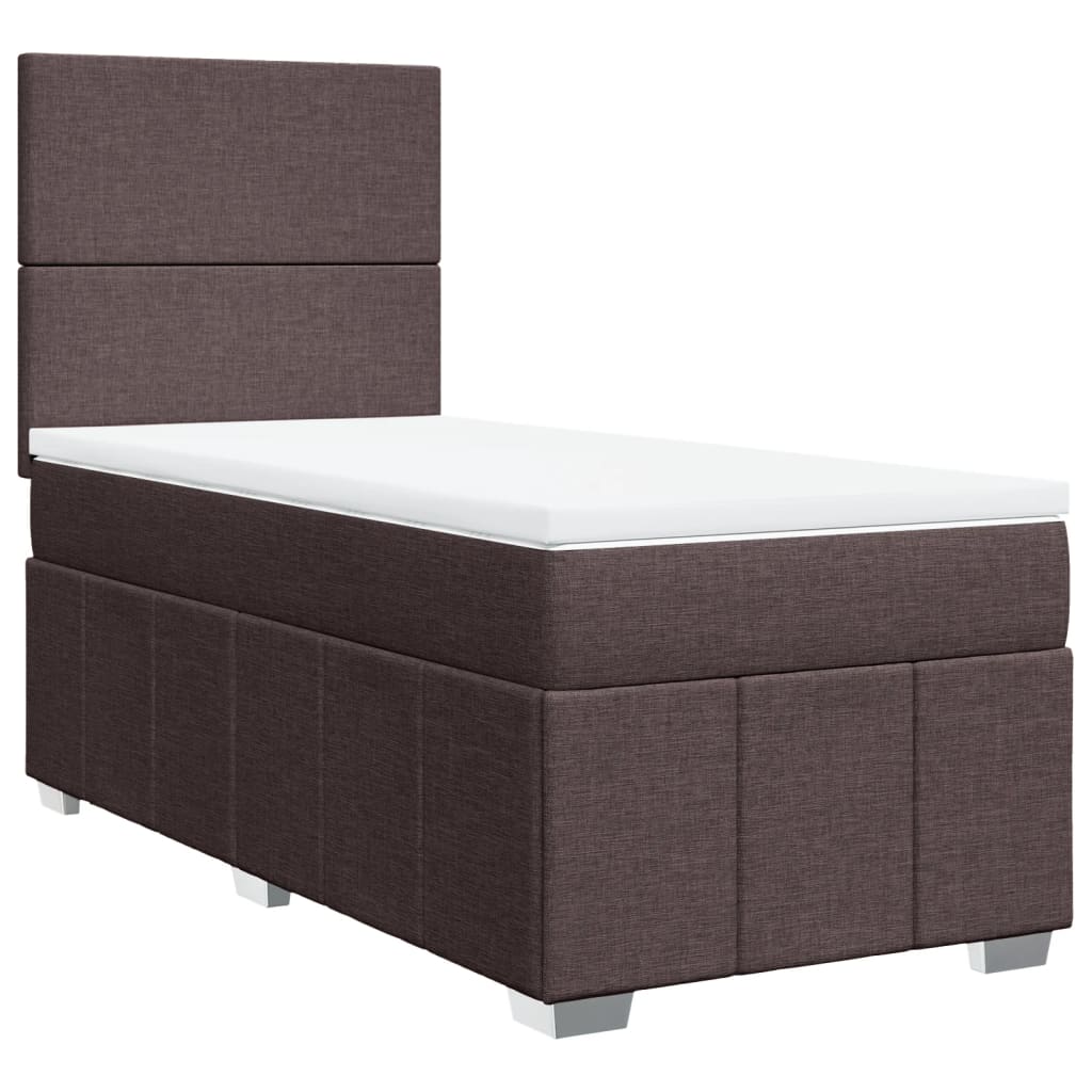 Box Spring Postel S Matrací Tmavě Hnědá 100 X 200 Cm Textil