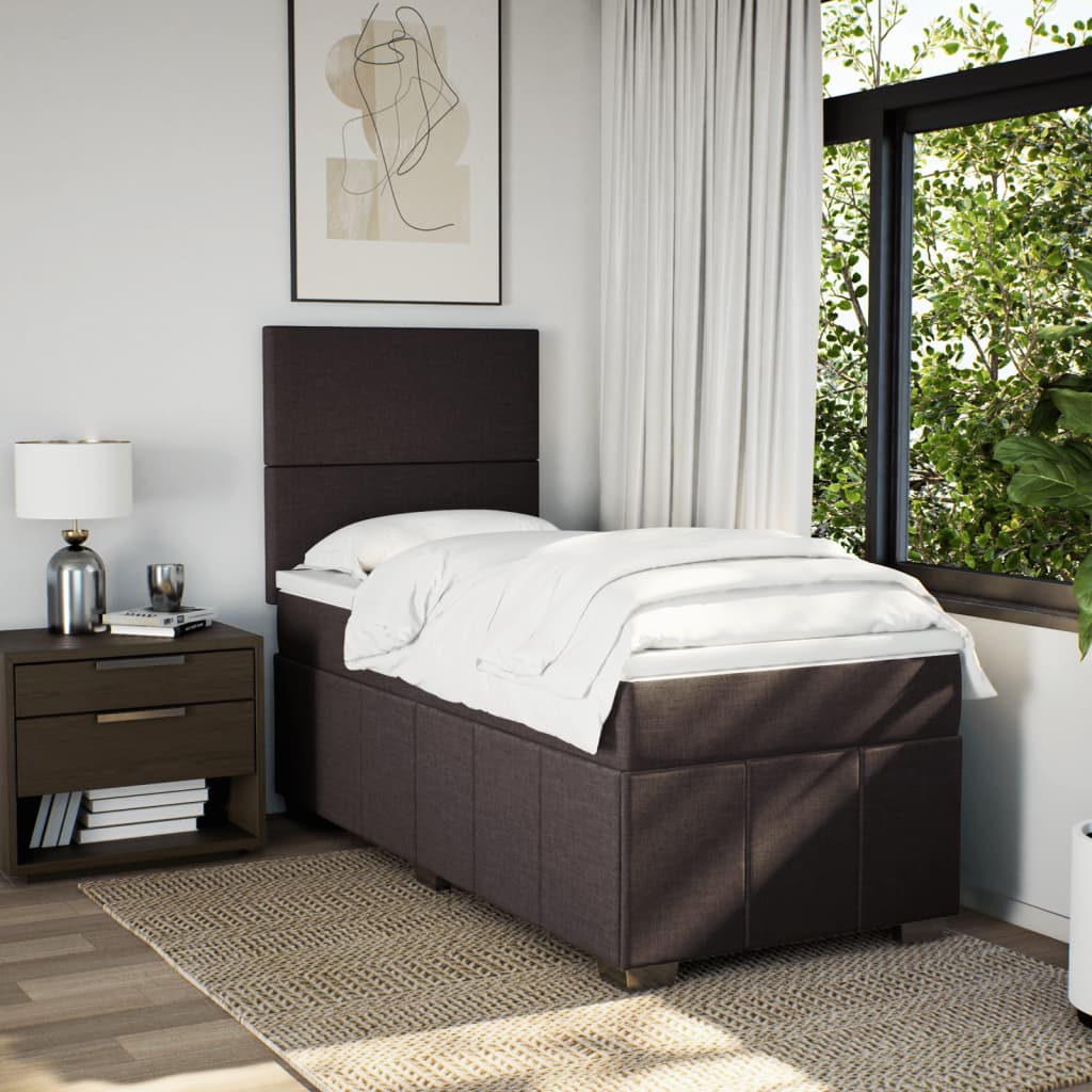 Box Spring Postel S Matrací Tmavě Hnědá 100 X 200 Cm Textil