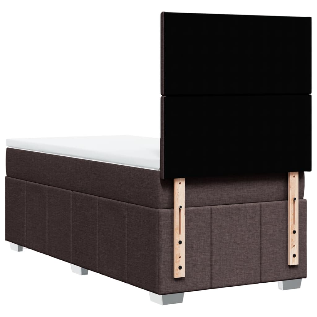Box Spring Postel S Matrací Tmavě Hnědá 100 X 200 Cm Textil