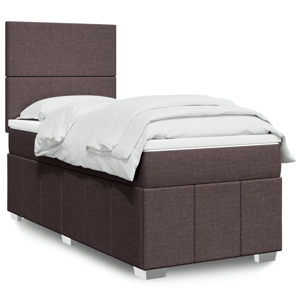Box Spring Postel S Matrací Tmavě Hnědá 100 X 200 Cm Textil