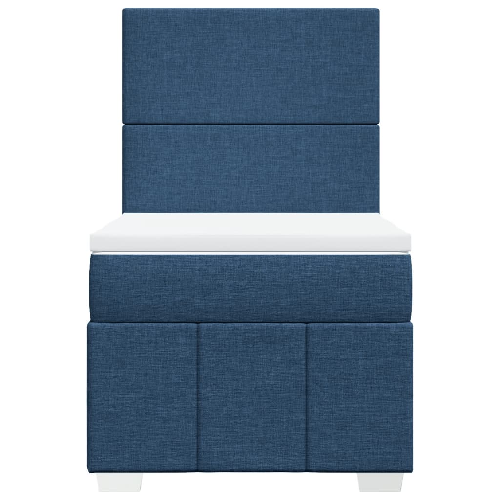 Box Spring Postel S Matrací Modrá 100 X 200 Cm Textil