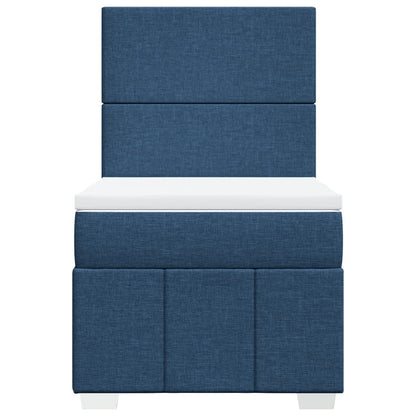 Box Spring Postel S Matrací Modrá 100 X 200 Cm Textil