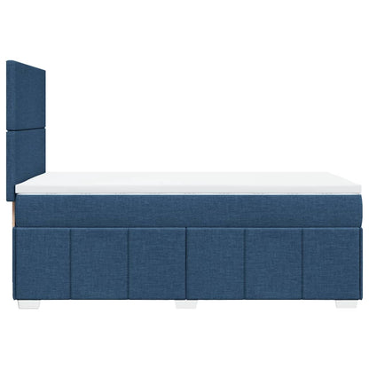 Box Spring Postel S Matrací Modrá 100 X 200 Cm Textil