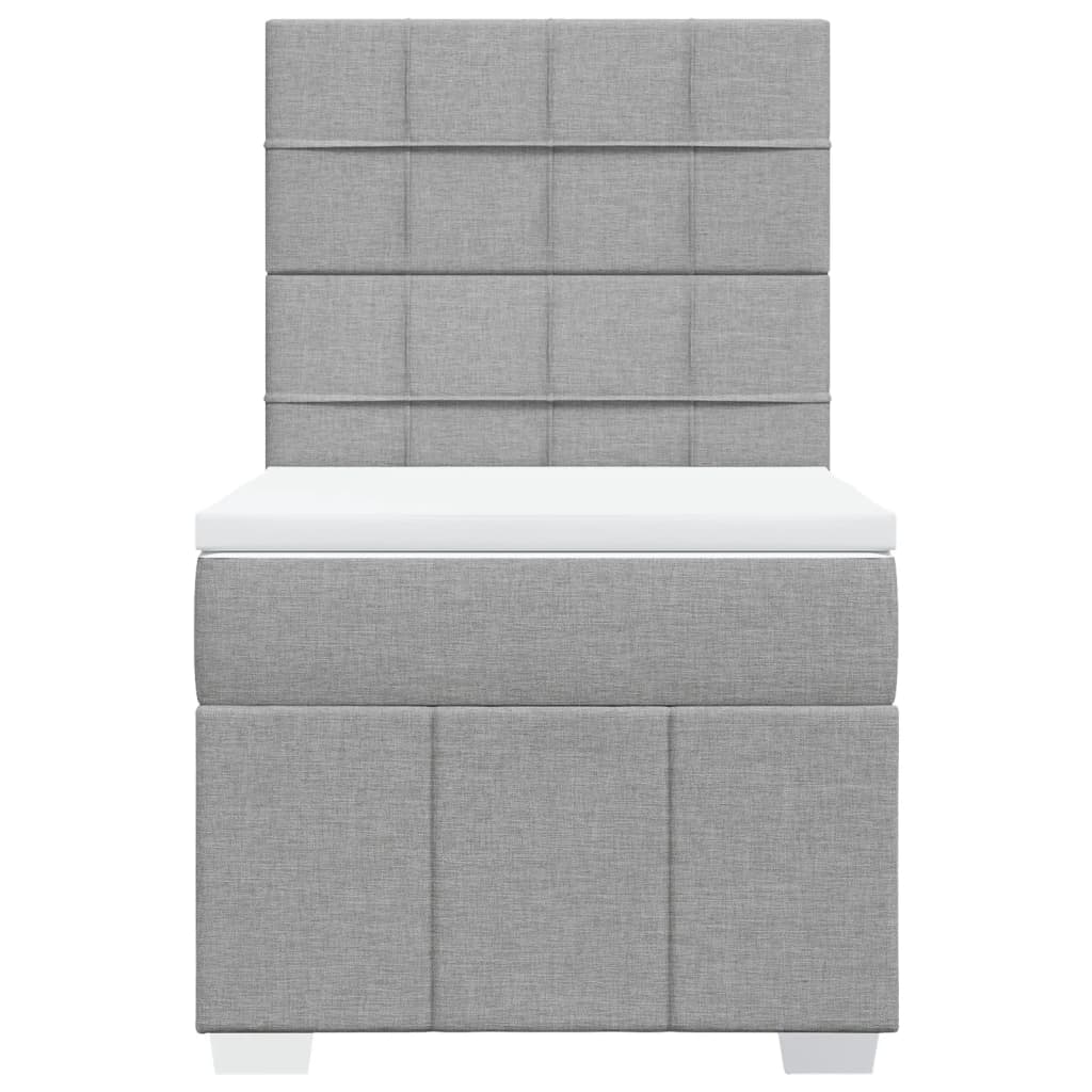 Box Spring Postel S Matrací Světle Šedý 100 X 200 Cm Textil