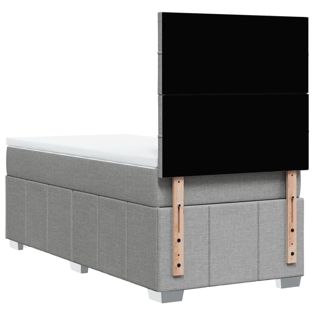Box Spring Postel S Matrací Světle Šedý 100 X 200 Cm Textil