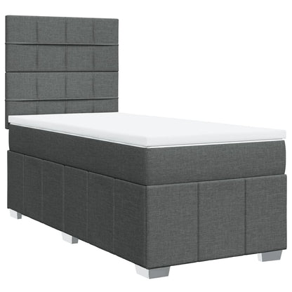 Box Spring Postel S Matrací Tmavě Šedá 100 X 200 Cm Textil