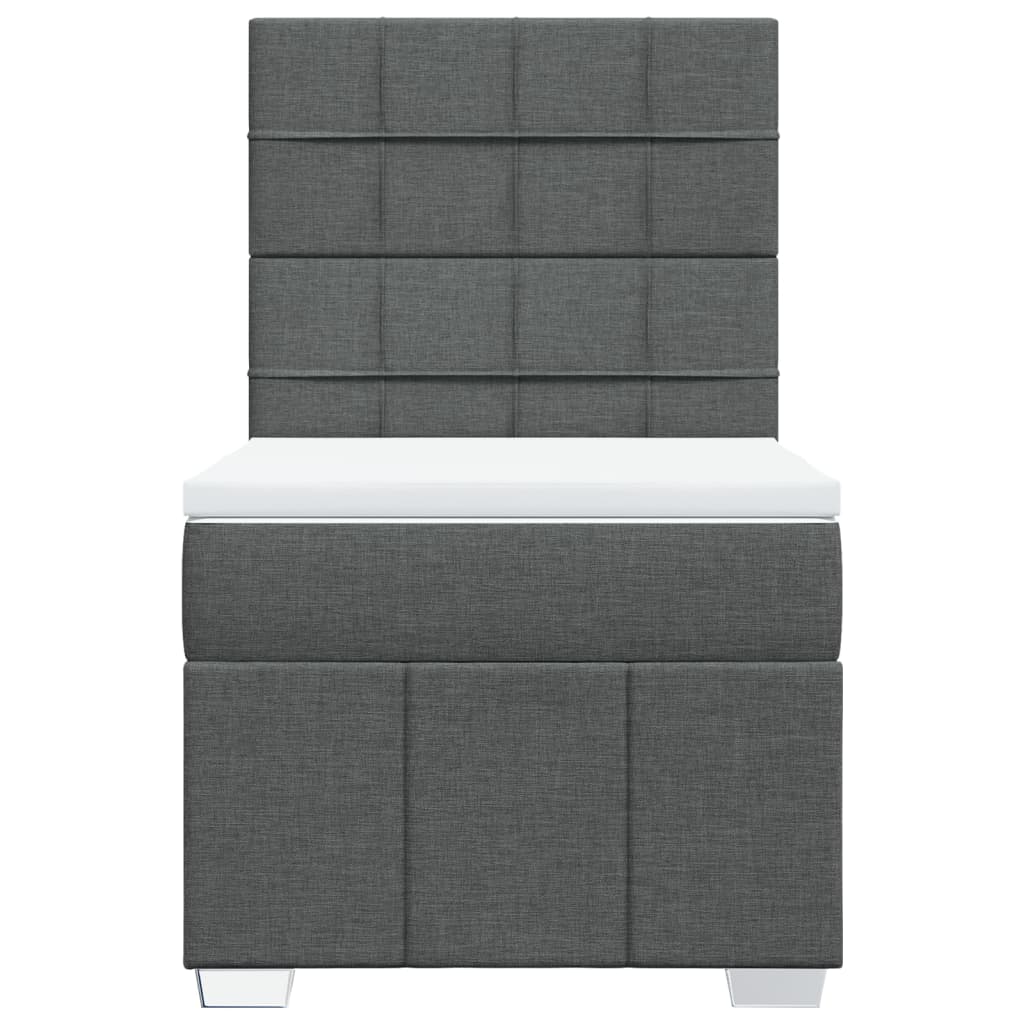 Box Spring Postel S Matrací Tmavě Šedá 100 X 200 Cm Textil