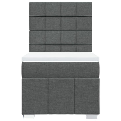 Box Spring Postel S Matrací Tmavě Šedá 100 X 200 Cm Textil