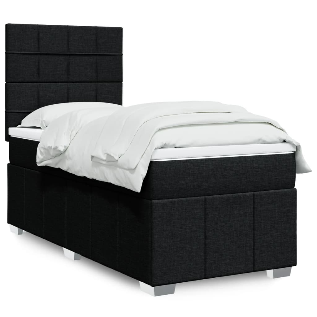 Box Spring Postel S Matrací Černá Textil Černá