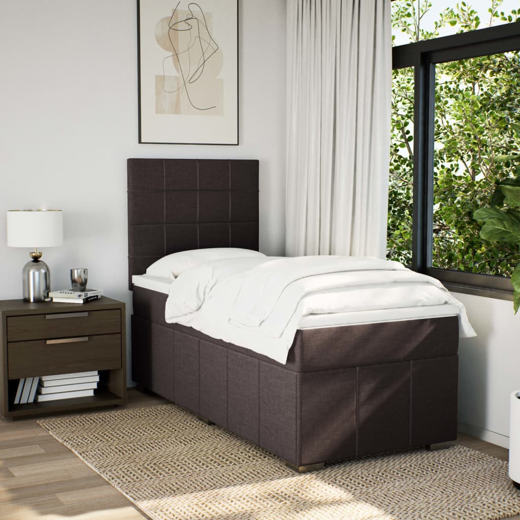 Box Spring Postel S Matrací Tmavě Hnědá 100 X 200 Cm Textil