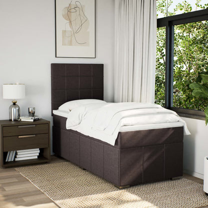 Box Spring Postel S Matrací Tmavě Hnědá 100 X 200 Cm Textil