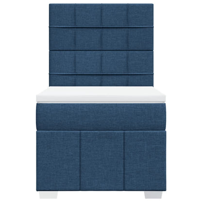 Box Spring Postel S Matrací Modrá 100 X 200 Cm Textil