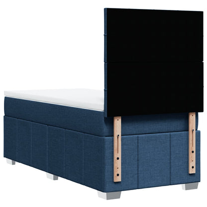 Box Spring Postel S Matrací Modrá 100 X 200 Cm Textil