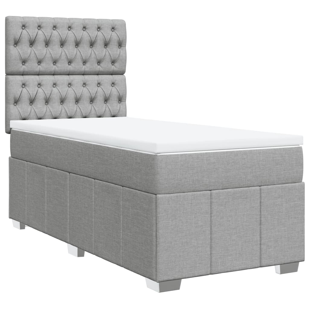 Box Spring Postel S Matrací Světle Šedý 100 X 200 Cm Textil
