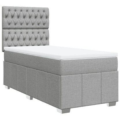 Box Spring Postel S Matrací Světle Šedý 100 X 200 Cm Textil
