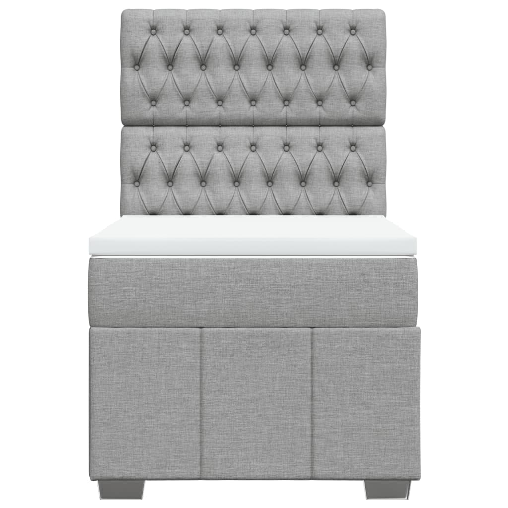 Box Spring Postel S Matrací Světle Šedý 100 X 200 Cm Textil