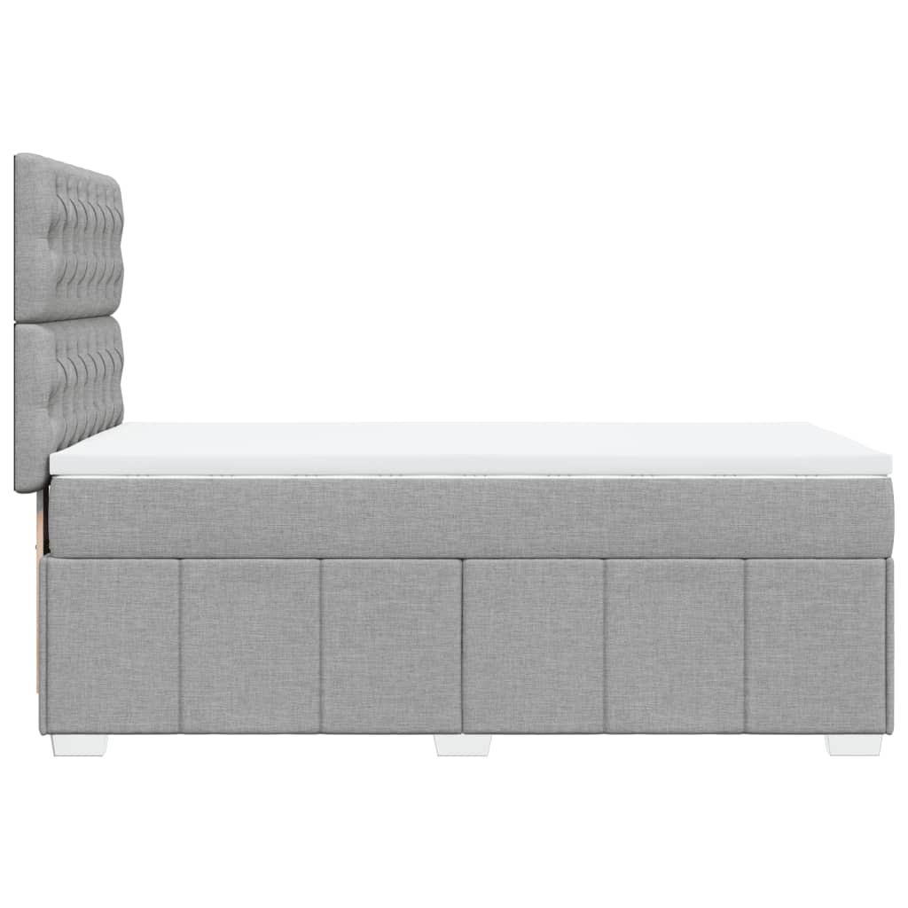 Box Spring Postel S Matrací Světle Šedý 100 X 200 Cm Textil