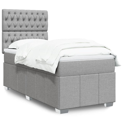 Box Spring Postel S Matrací Světle Šedý 100 X 200 Cm Textil