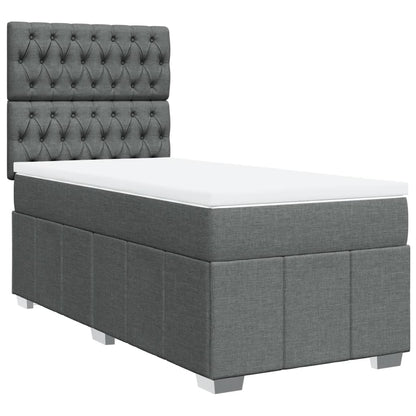 Box Spring Postel S Matrací Tmavě Šedá 100 X 200 Cm Textil