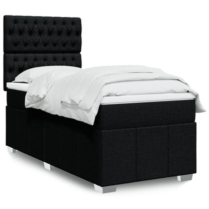 Box Spring Postel S Matrací Černá Textil Černá