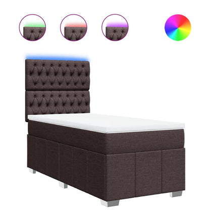 Box Spring Postel S Matrací Tmavě Hnědá 100 X 200 Cm Textil