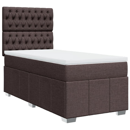 Box Spring Postel S Matrací Tmavě Hnědá 100 X 200 Cm Textil