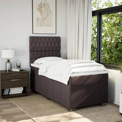 Box Spring Postel S Matrací Tmavě Hnědá 100 X 200 Cm Textil