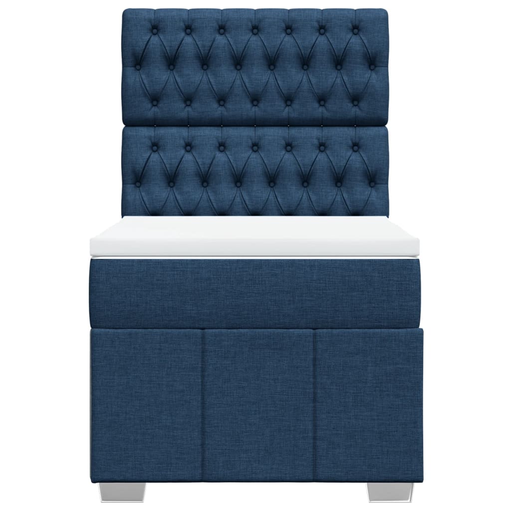 Box Spring Postel S Matrací Modrá 100 X 200 Cm Textil