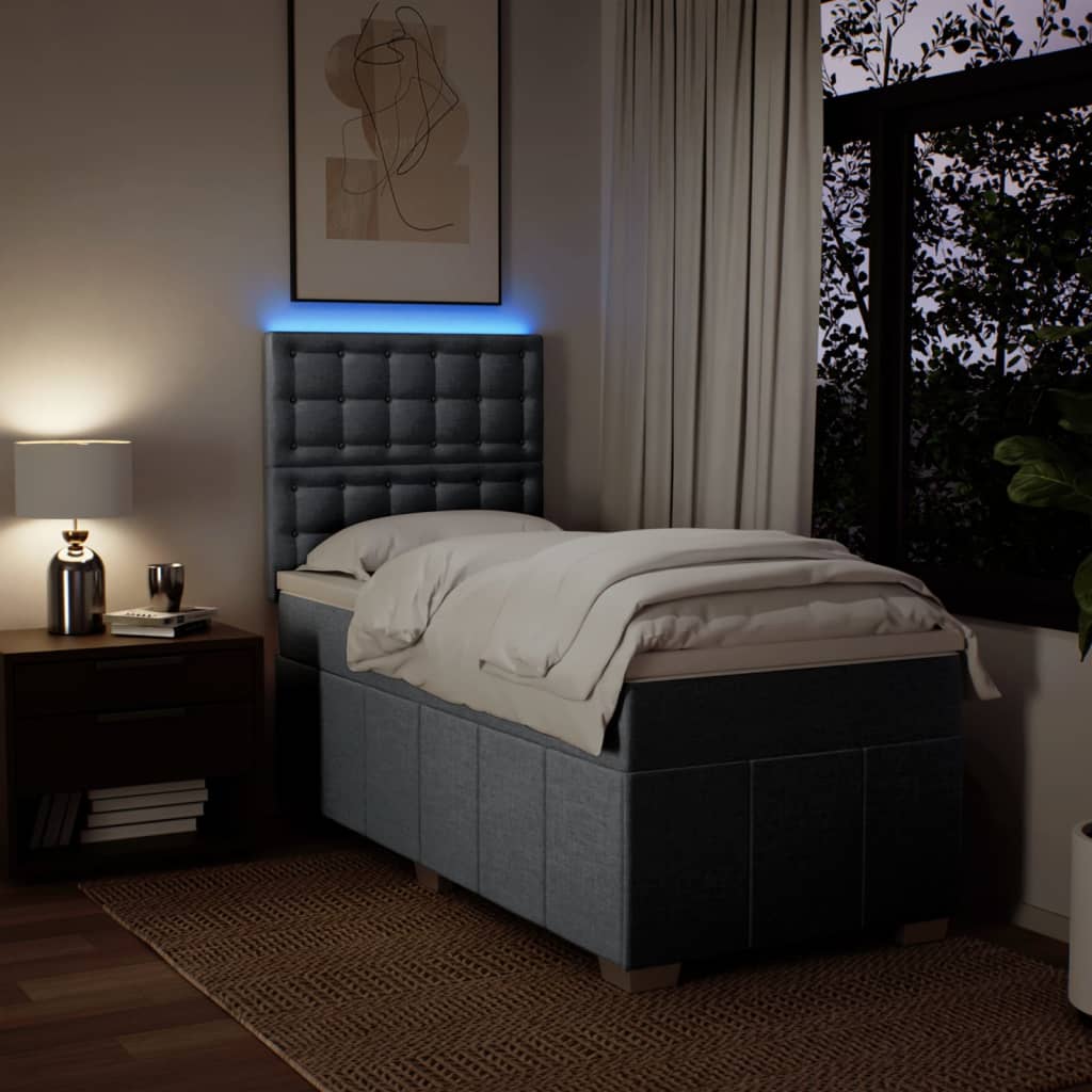 Box Spring Postel S Matrací Světle Šedý 100 X 200 Cm Textil