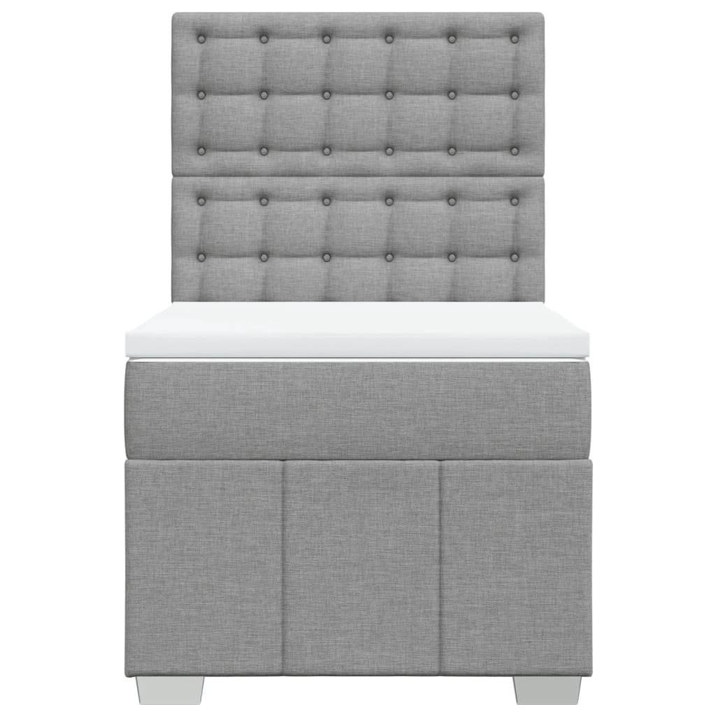 Box Spring Postel S Matrací Světle Šedý 100 X 200 Cm Textil