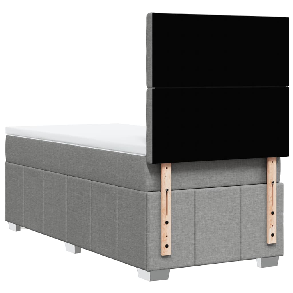 Box Spring Postel S Matrací Světle Šedý 100 X 200 Cm Textil