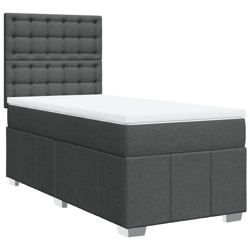 Box Spring Postel S Matrací Tmavě Šedá 100 X 200 Cm Textil
