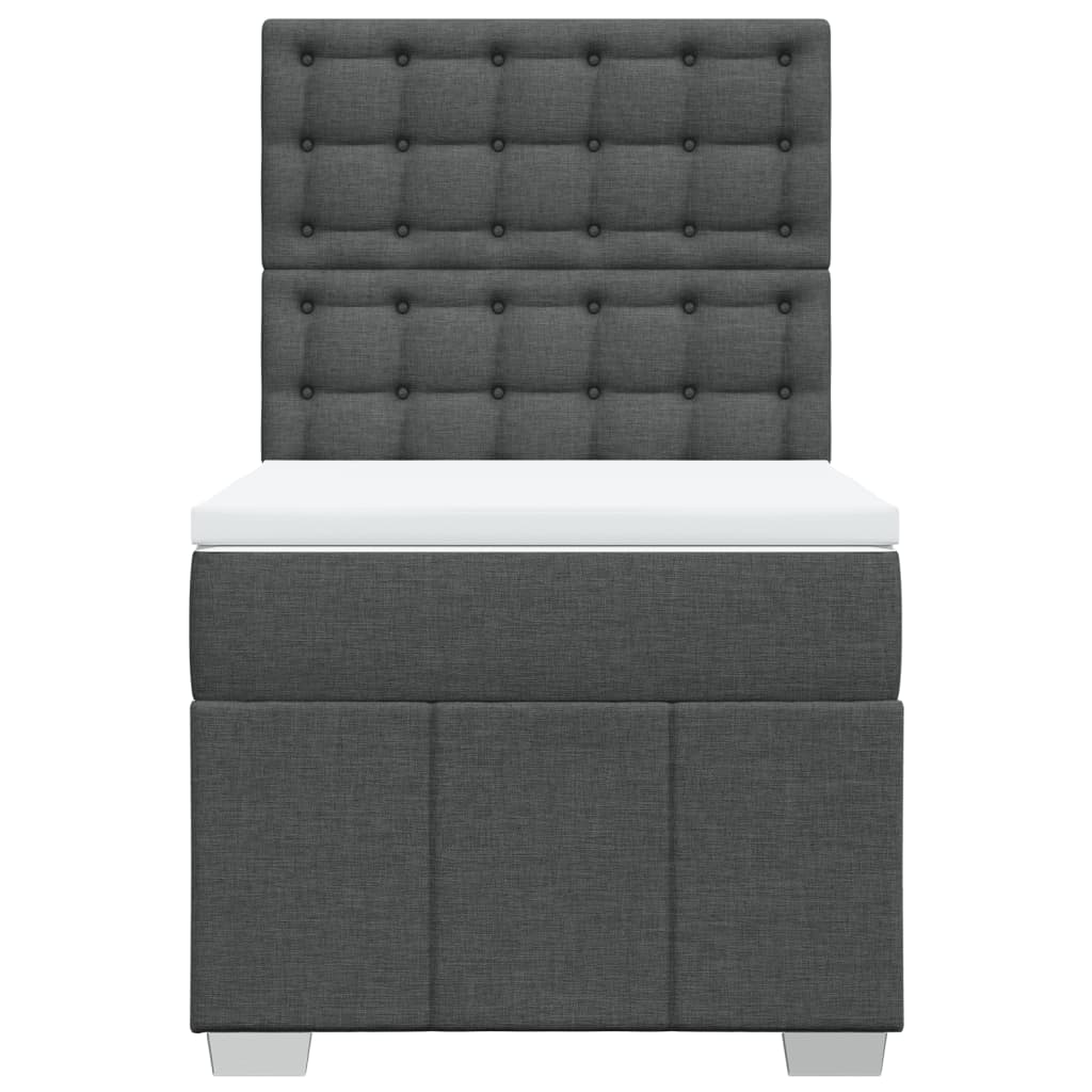 Box Spring Postel S Matrací Tmavě Šedá 100 X 200 Cm Textil