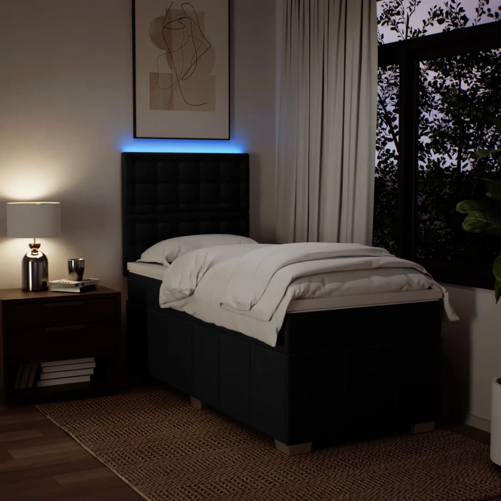 Box Spring Postel S Matrací Černá Textil Černá