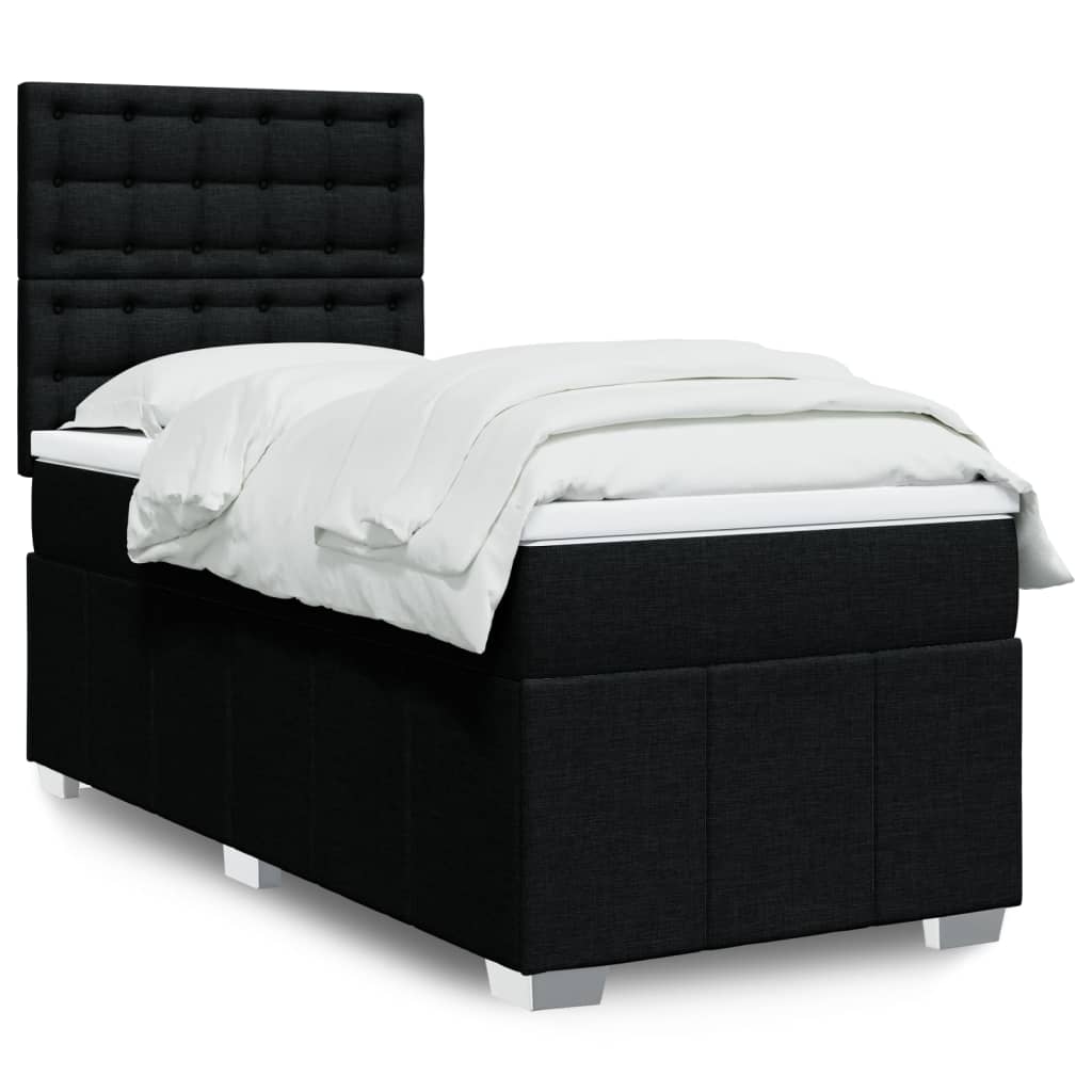 Box Spring Postel S Matrací Černá Textil Černá